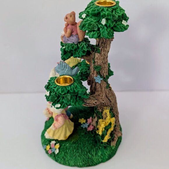 Vintage Ceramic Bunny Tree Candleholders 7 Inch Spring Easter Decor - Picture 3 of 7